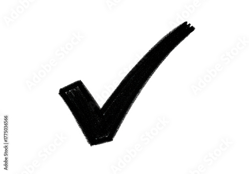 Hand drawn black check mark symbol isolated on transparent background