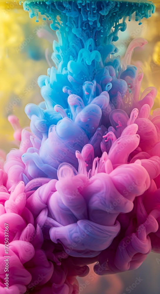 Obraz premium Vibrant blue and pink ink swirling together in a mesmerizing dance, perfect for artistic backgrounds and creative projects, eye-catching