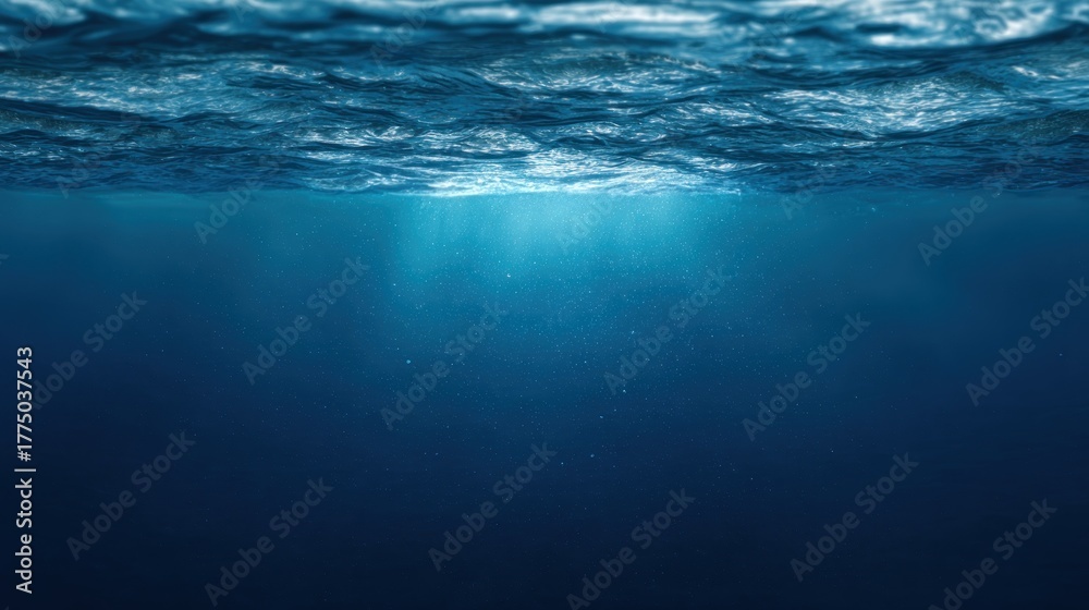 Fototapeta premium Underwater scene with sunlight filtering through the water.
