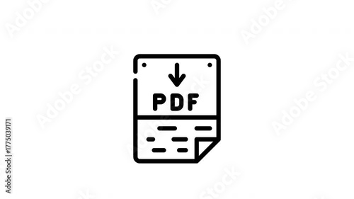 Simplified pdf download icon suitable for web or print design projects, showcasing technology, digital downloads, or software concepts.
