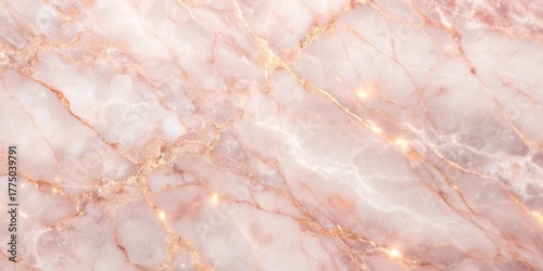 Elegant Rose Gold and White Marble Texture with Sparkling Veins for Design Projects