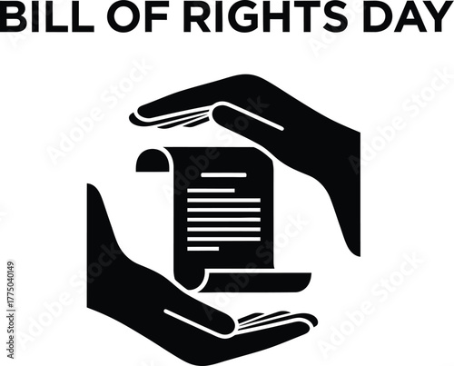 Bill of rights day illustration with document in hands concept of human rights and freedoms