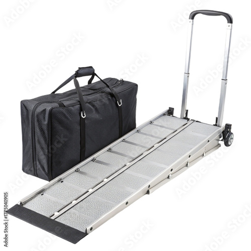 Portable mobility ramp with wheeled carrying case enhances accessibility for seamless travel and independence, offering professional solutions.