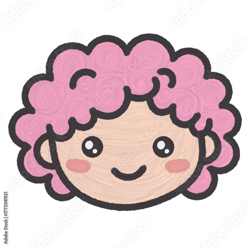 Wallpaper Mural Cute Girl with pink curly hairstyle Torontodigital.ca