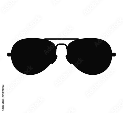 Aviator Sunglasses Icon: Black Silhouette Vector for Eyewear, Fashion, and Summer Design