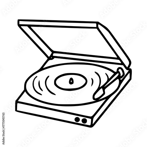 retro turntable doodle: hand-drawn vinyl player outline
