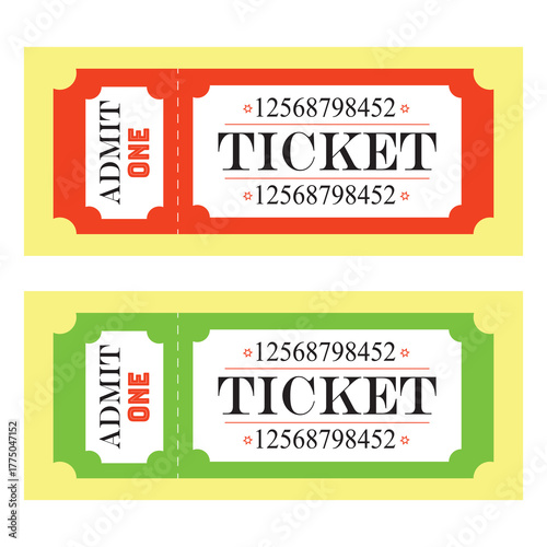 Colorful admit one ticket vector esp. Vector ticket design. Ticket design or template 