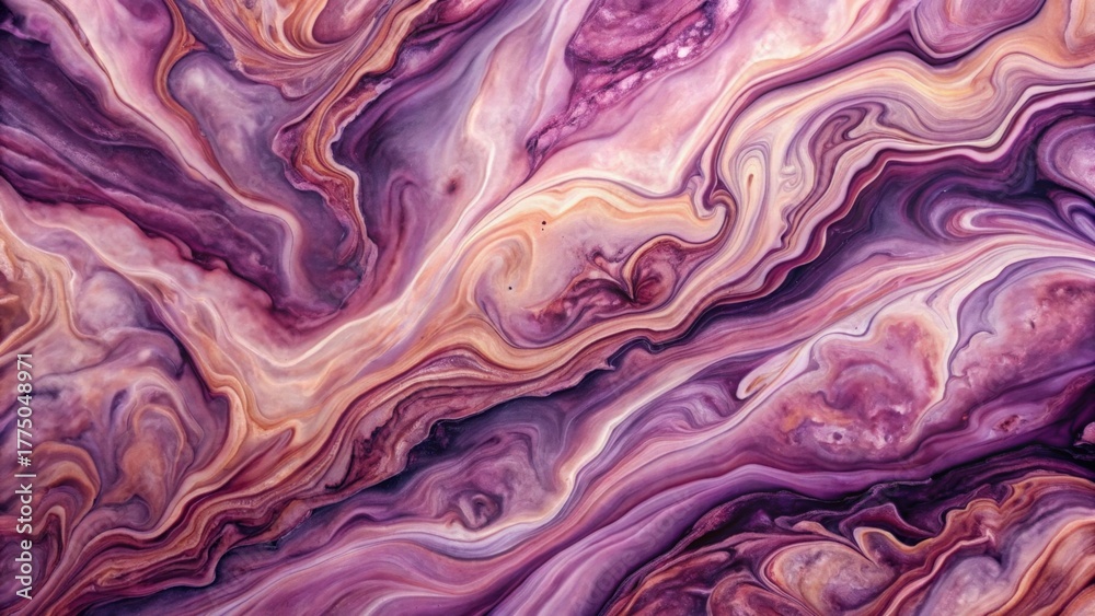 Obraz premium Abstract Swirling Hues of Purple and Beige, a Fluid Acrylic Pour Painting Texture