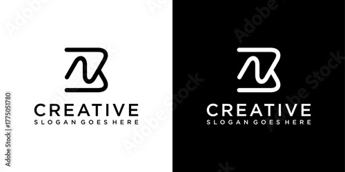NB or BN initial letter logo design vector template