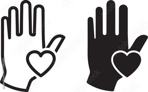 Symbol of kindness and generosity, two hands with a heart emblem signify compassion and altruism in human connection and support. isolated on white background, Vector, illustration