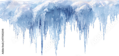Ice icicle frozen winter frost gently hangs from roof edge with serene chill