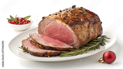 Juicy roasted prime rib with rosemary and cranberries