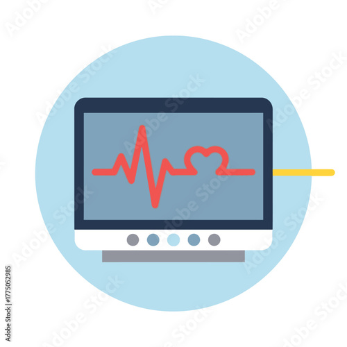 Ecg monitor displaying a heart rhythm waveform, symbolizing cardiac health, vital signs, and medical monitoring in a hospital