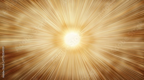 Bright radiant light source emitting golden beams in all directions, creating a warm and energetic atmosphere