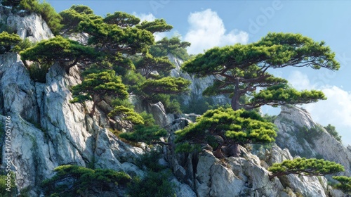 Mountain landscape with pines