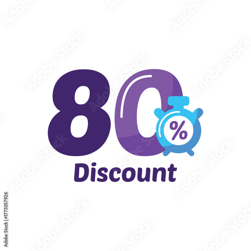 80 Discount Sale Label Collection Vector Template Design Illustration