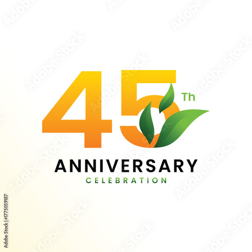 45 Th Anniversary Celebration Modern Number design Vector Template Illustration