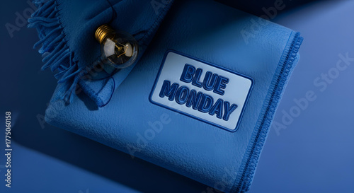 Wallpaper Mural Blue monday concept with lightbulb and text on fabric in monochrome tone Torontodigital.ca