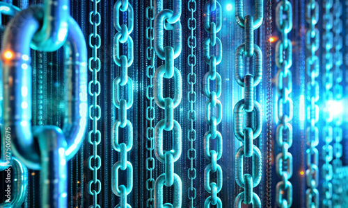 Digital virtual space filled with chains of encrypted codes