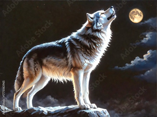 Wolf under the moon light