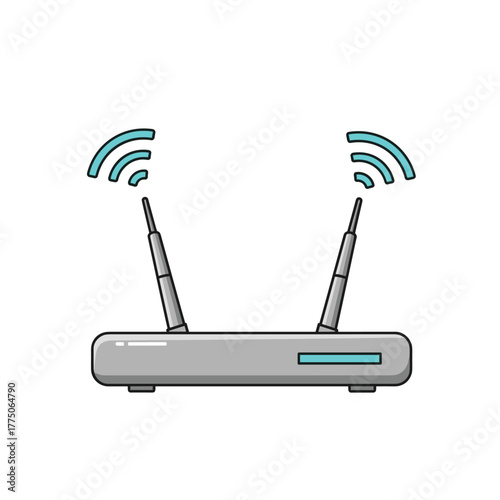 A simple illustration of a wifi router with two antennas broadcasting signals.