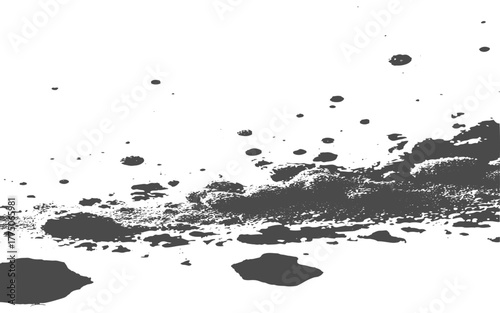 Abstract ink splatter background with black and white textures. A dynamic and chaotic effect.Monochrome illustration of a planet with volcanoes.