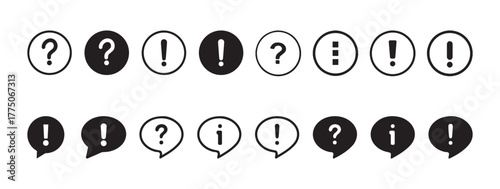 Set of question mark and exclamation mark icons. Hand drawn sketch style exclamation point sign, question mark. question and exclamation symbol finding the answer vector illustration eps 10