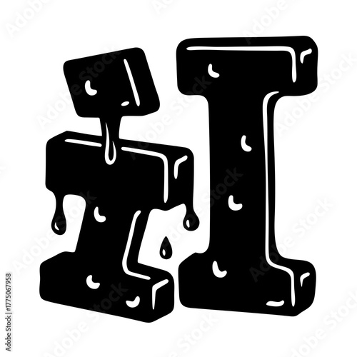 letter i built from ice cubes vector