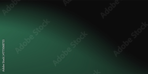 Quality background with soft green light on a dark backdrop. Noisy green gradient and blurred smple