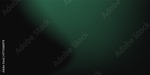 Soft background with soft green light on a dark backdrop. Noisy green gradient and blurred vector