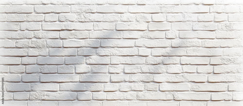 Obraz premium Close-up view of a textured white brick wall with subtle shadow patterns and uneven surface