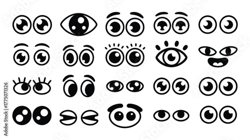 Animated eye expressions for character design and creative projects, offering diverse emotions and styles for engaging visuals and playful character creation