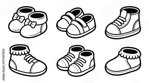 Adorable baby shoes collection, perfect for new arrivals announcements or nursery decor projects, a sweet and charming touch for any creative design