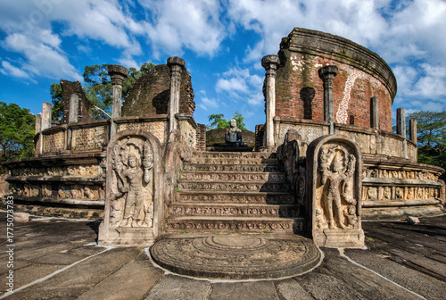 Ancient City of Polonnaruwa, Vatadage (Circular Relic House) in Polonnaruwa, Sri Lanka, Asia