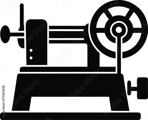 Industrial lathe machine icon for manufacturing and engineering