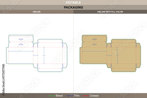 Hanging ultra slim flat medicine box dieline designed with vector control improving printing tone packaging surface back open die line keeps hooks aligned with fold pattern