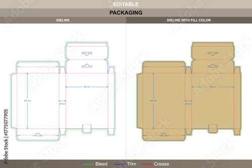 Hanging extra slim tall medicine box dieline structured through vector setup refining printing sharpness packaging detail lock insert die line keeps hook section tight