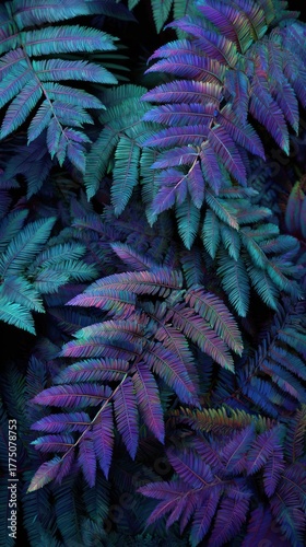 Vibrant colorful fern leaves
