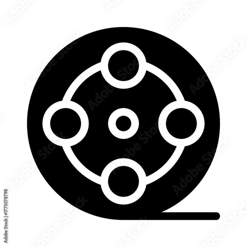 Simple film reel drawing suitable for movie blogs, cinema websites, or film festival promotions. Perfect for mediarelated design projects.
