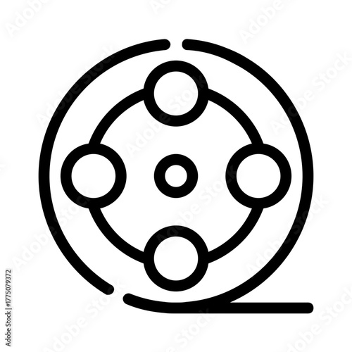 Simple film reel drawing suitable for movie blogs, cinema websites, or film festival promotions. Perfect for mediarelated design projects.
