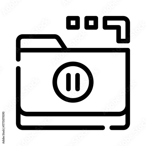 Music library pause folder media type icon for digital media platforms. Suitable for music streaming services and online media libraries.
