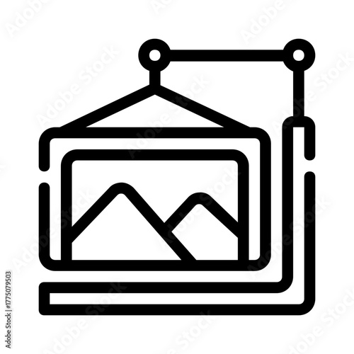 Landscape painting in gallery setting. Suitable for art appreciation, home decor, inspiration, and cultural themes in designs and projects.
