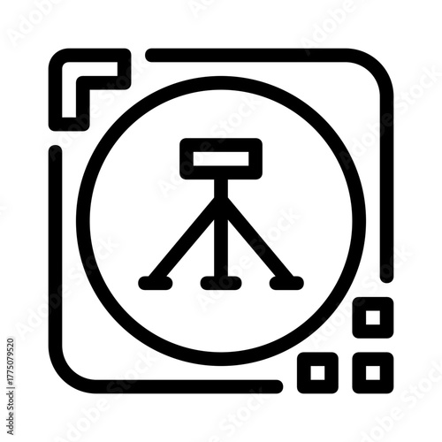 Black outlined tripod logo design suitable for photography businesses. Modern and professional branding element for marketing materials and websites.
