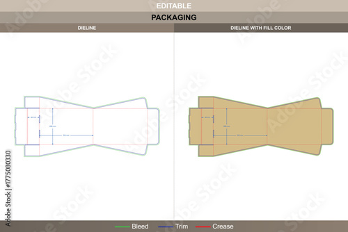 Custom dimensions flip top boxes triangle dieline shaped with vector precision enhancing printing quality packaging layout die line connection forms angular opening flow