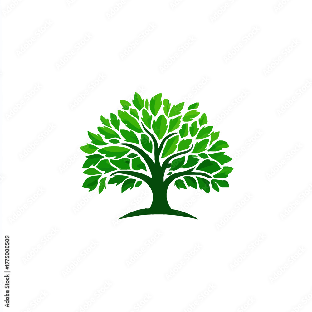 Fototapeta premium Green tree illustration isolated on white background for design elements