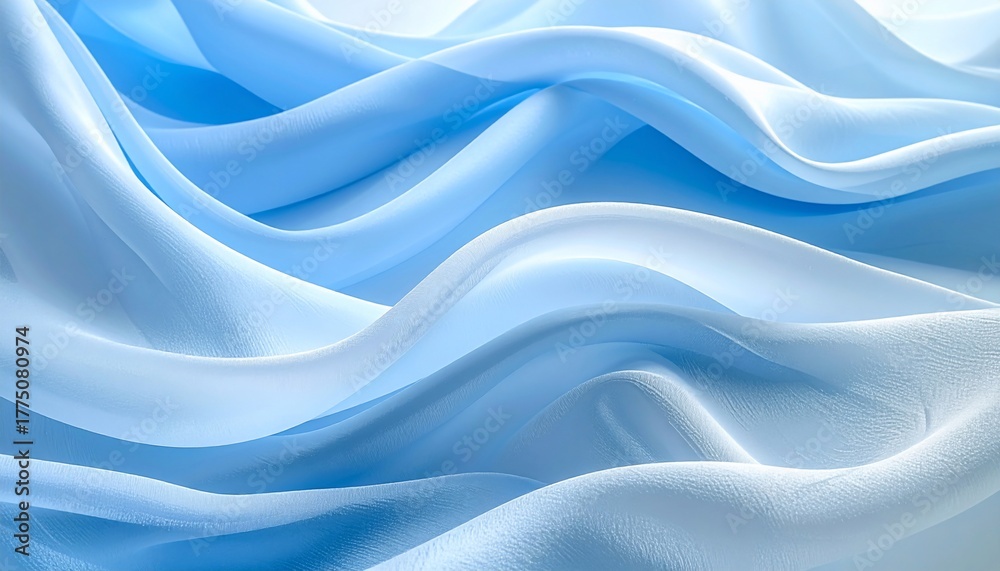 Obraz premium Abstract Waves of Light Blue and White Fabric Create a Serene and Artistic Background