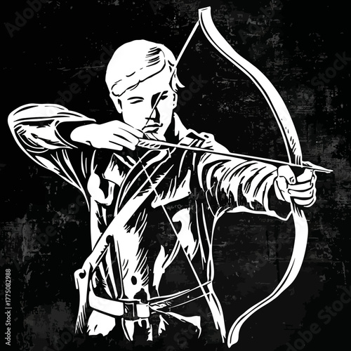 Archery archer silhouette concept of precision aim and target practice