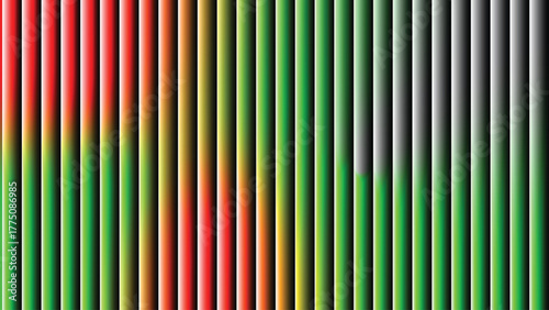 Vertical gradient stripes in red, orange, yellow, green, and gray colors