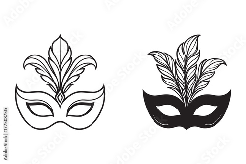 Elegant mask silhouette with white background