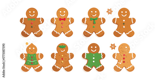 Gingerbread cookie collection, Vector illustration 